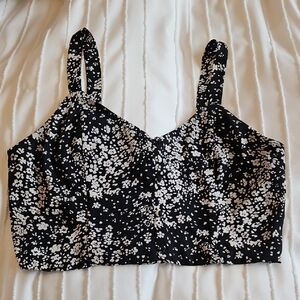 Sienna Sky Black and White Floral Bustier Crop Blouse Top